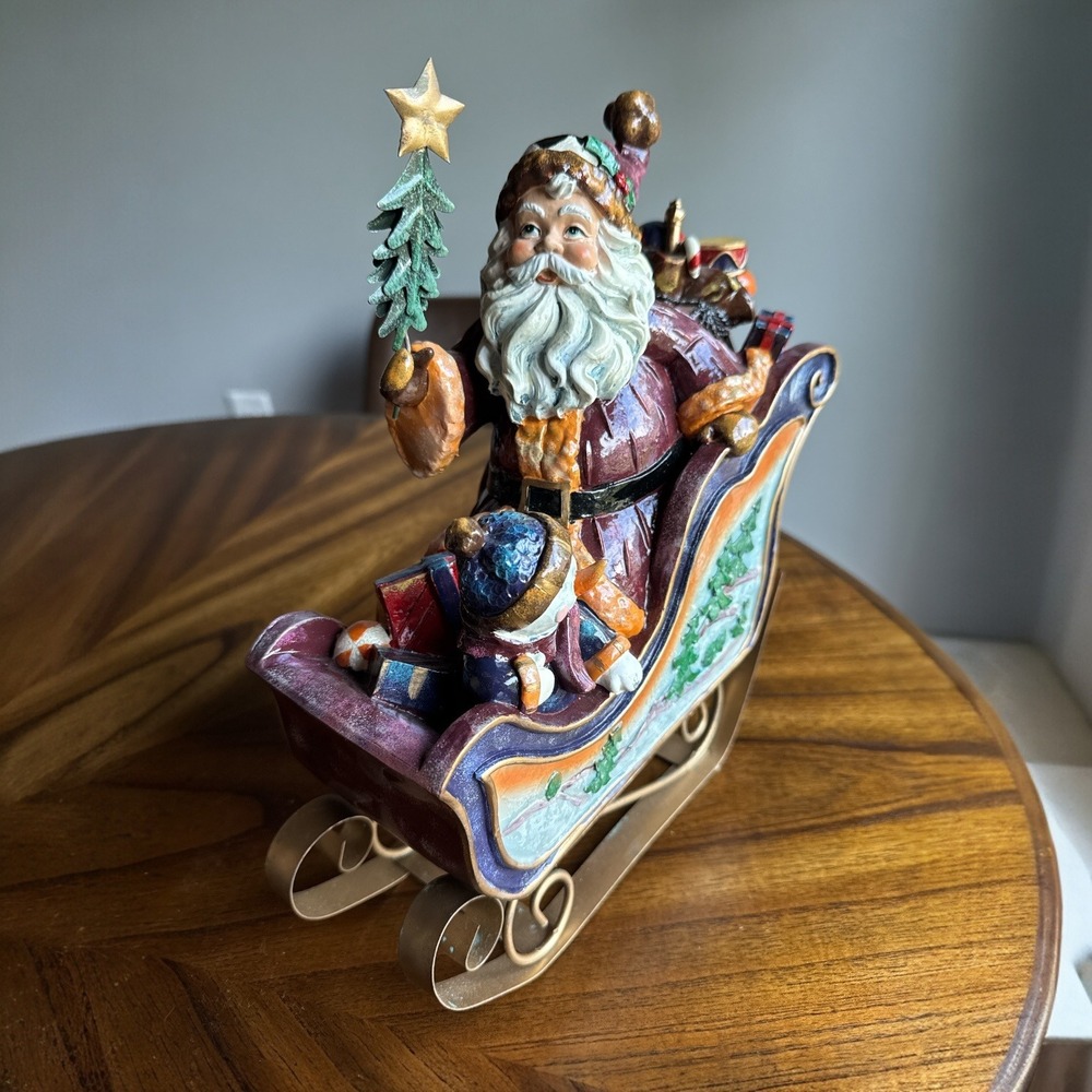 Vintage Santa Sleigh Snowman Christmas Tree Figurine Holiday Decor 11"‎ - Picture 3 of 8